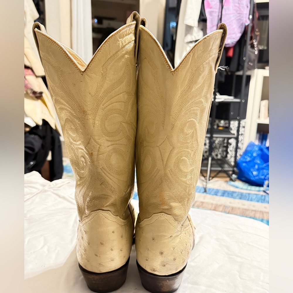 Vintage Yield Ostrich Cowboy Boots Men’s 8 EE USA Made Western - Picture 9 of 16